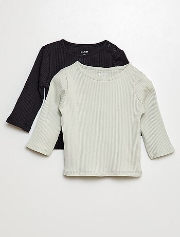 Lote de 2 t-shirts nervuradas de manga comprida