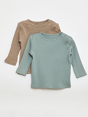 Lote de 2 t-shirts nervuradas de manga comprida