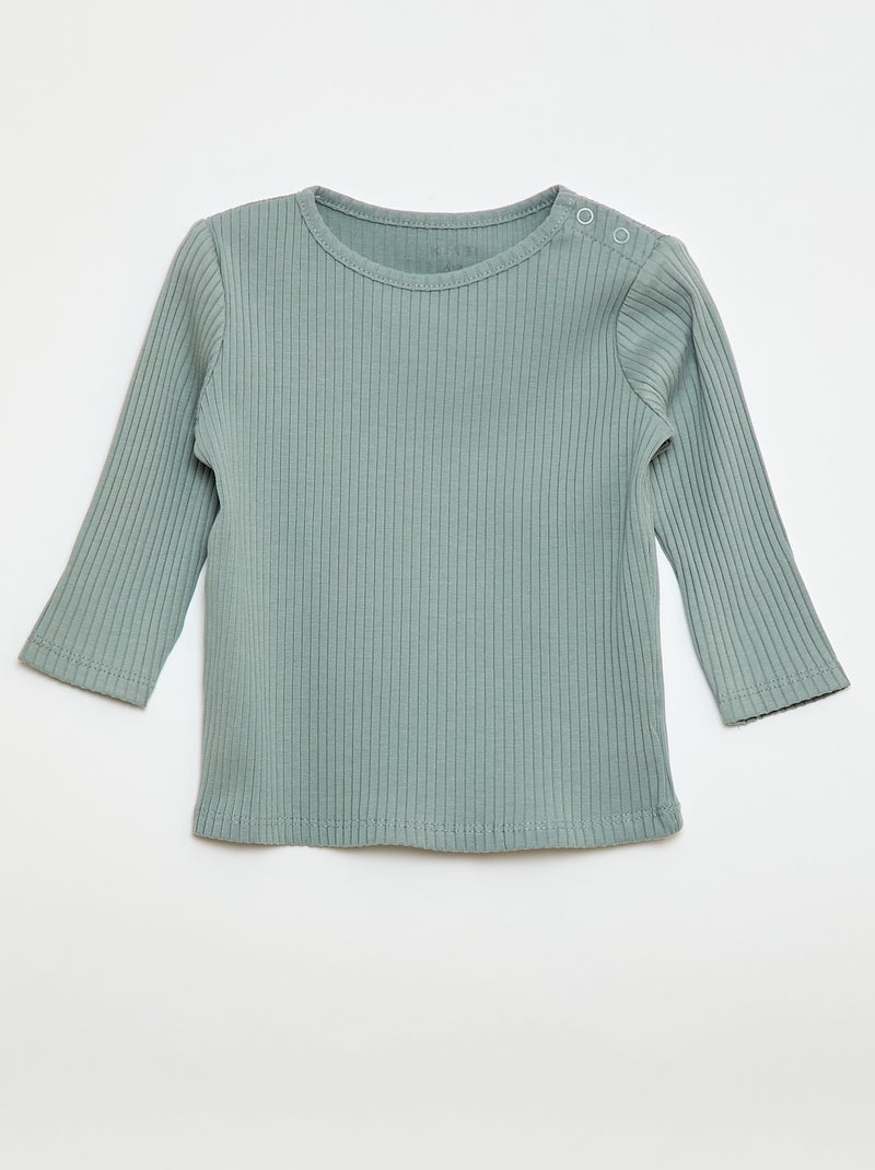 Lote de 2 t-shirts nervuradas de manga comprida Bege - Kiabi