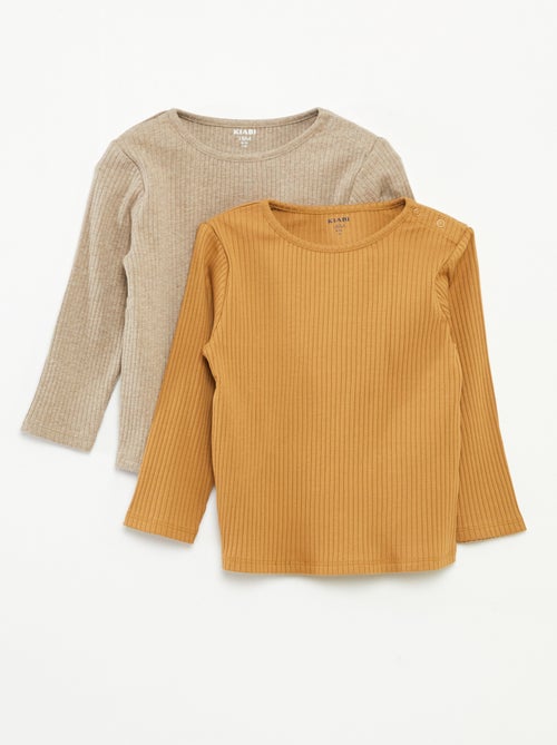 Lote de 2 t-shirts nervuradas de manga comprida - Kiabi