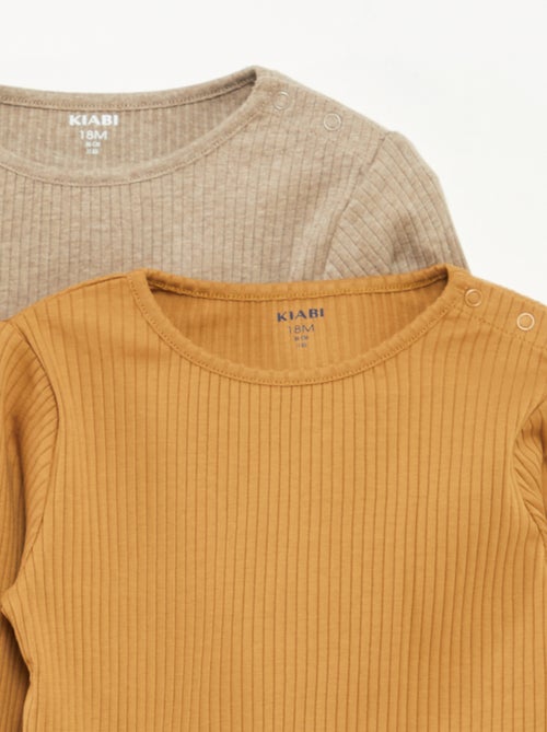 Lote de 2 t-shirts nervuradas de manga comprida - Kiabi
