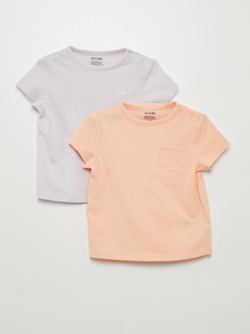 Lote de 2 t-shirts simples LARANJA - Kiabi