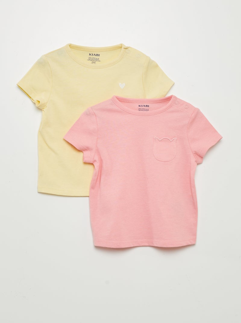 Lote de 2 t-shirts simples ROSA - Kiabi