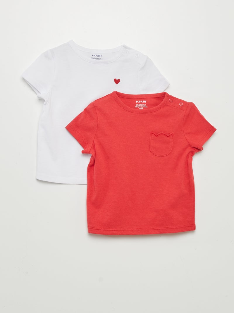 Lote de 2 t-shirts simples VERMELHO - Kiabi