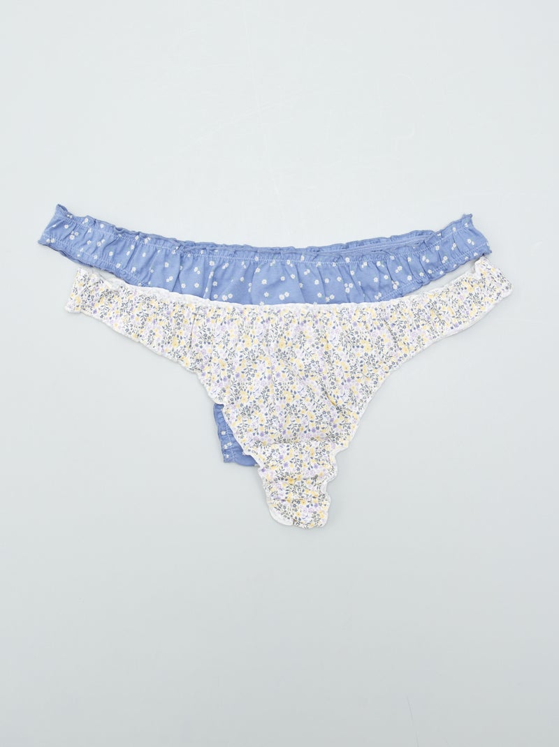 Lote de 2 tangas bloomer floridas BRANCO - Kiabi