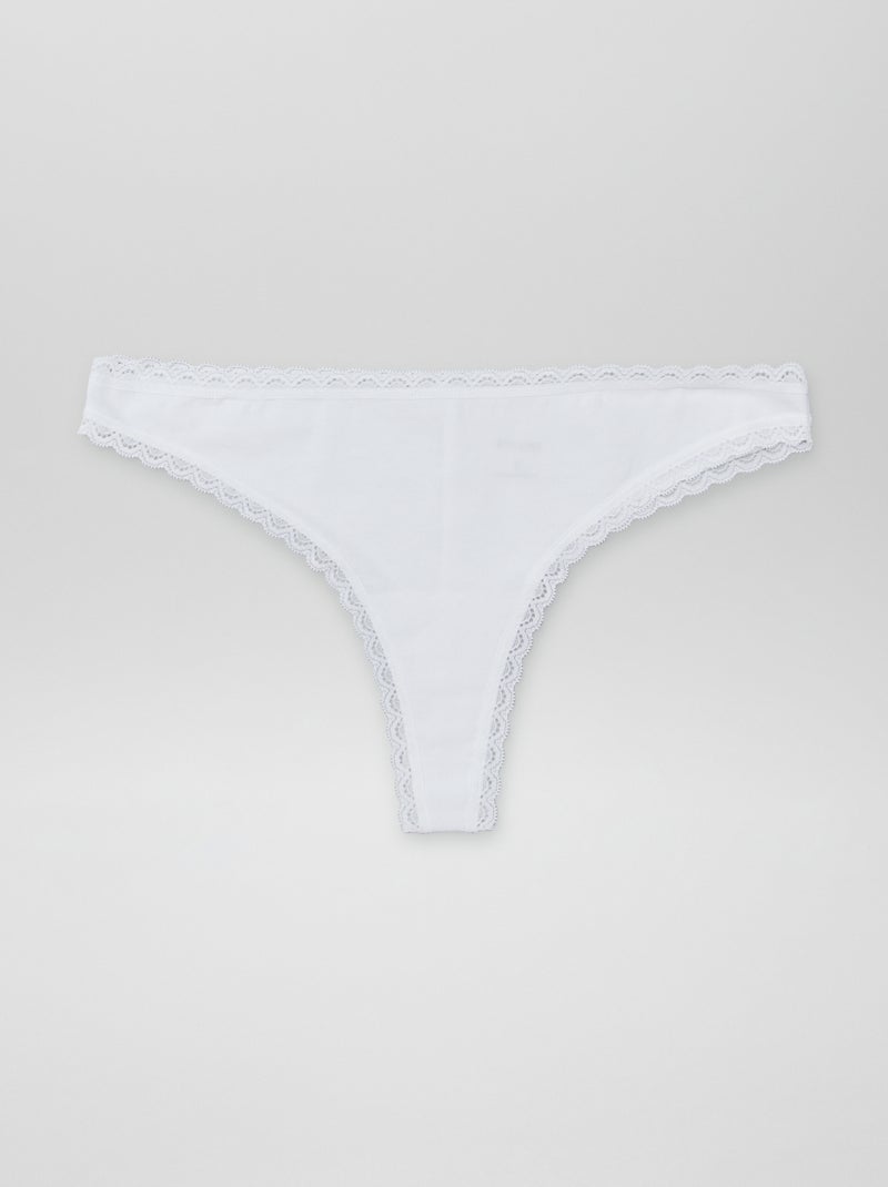 Lote de 2 tangas em algodão Branco - Kiabi