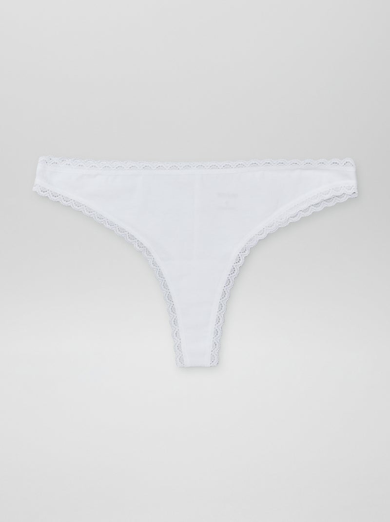 Lote de 2 tangas em algodão Branco - Kiabi
