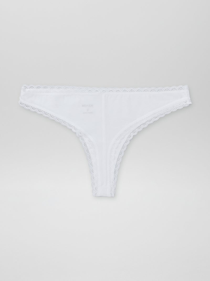 Lote de 2 tangas em algodão Branco - Kiabi