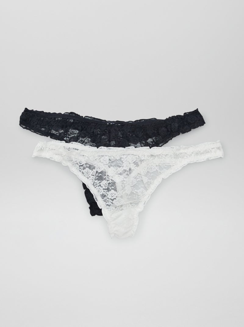 Lote de 2 tangas em renda BRANCO - Kiabi
