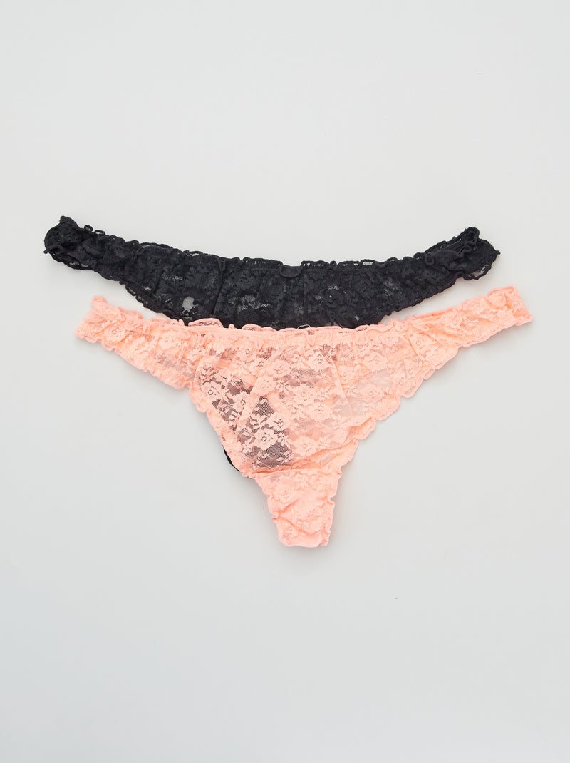 Lote de 2 tangas em renda ROSA - Kiabi