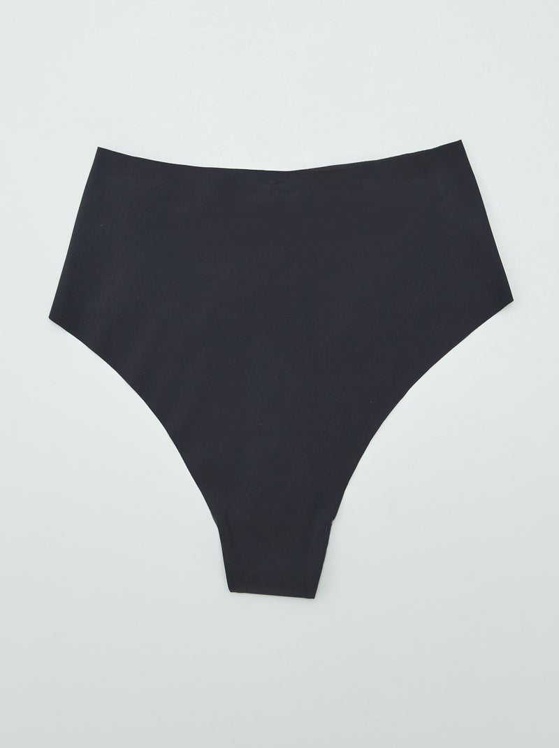 Lote de 2 tangas invisíveis com cintura subida PRETO - Kiabi