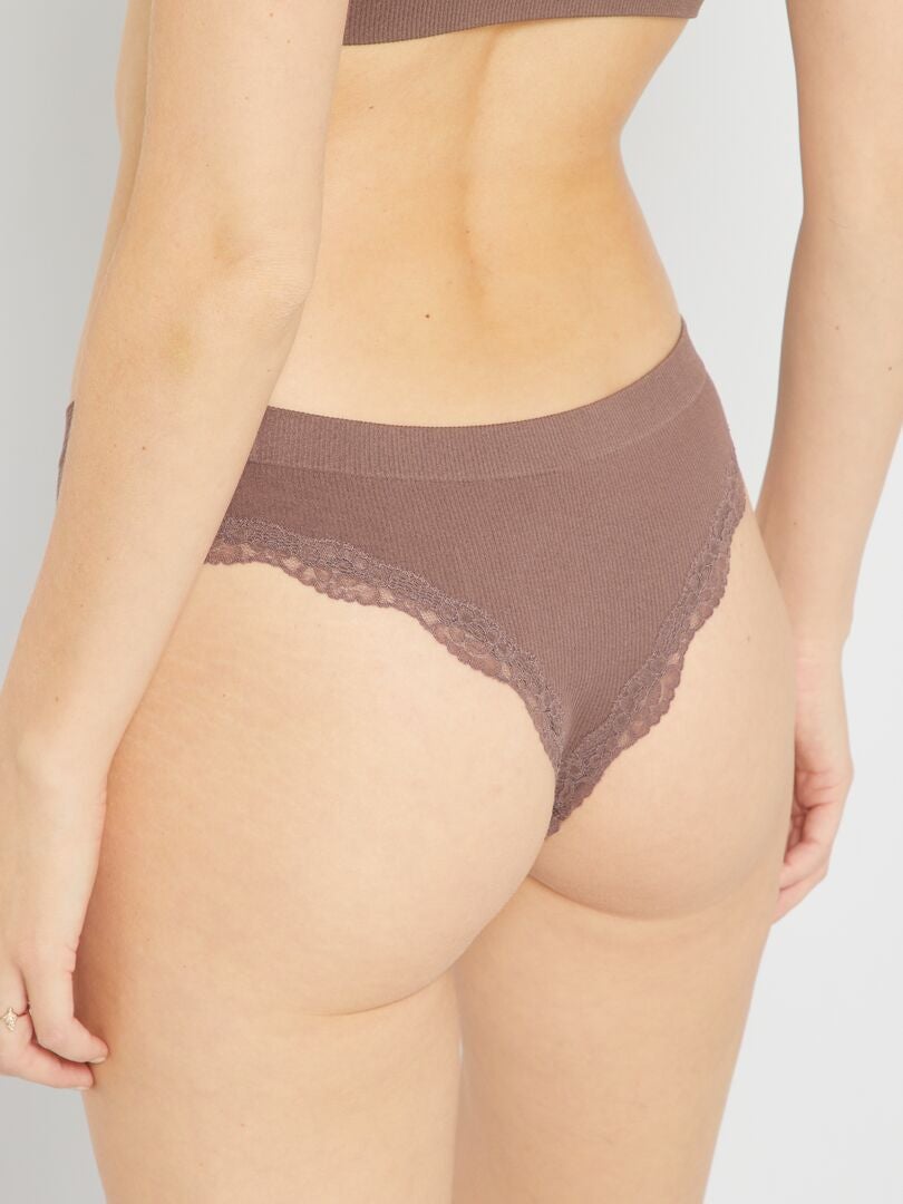 Lote de 2 tangas sem costuras MARROM - Kiabi
