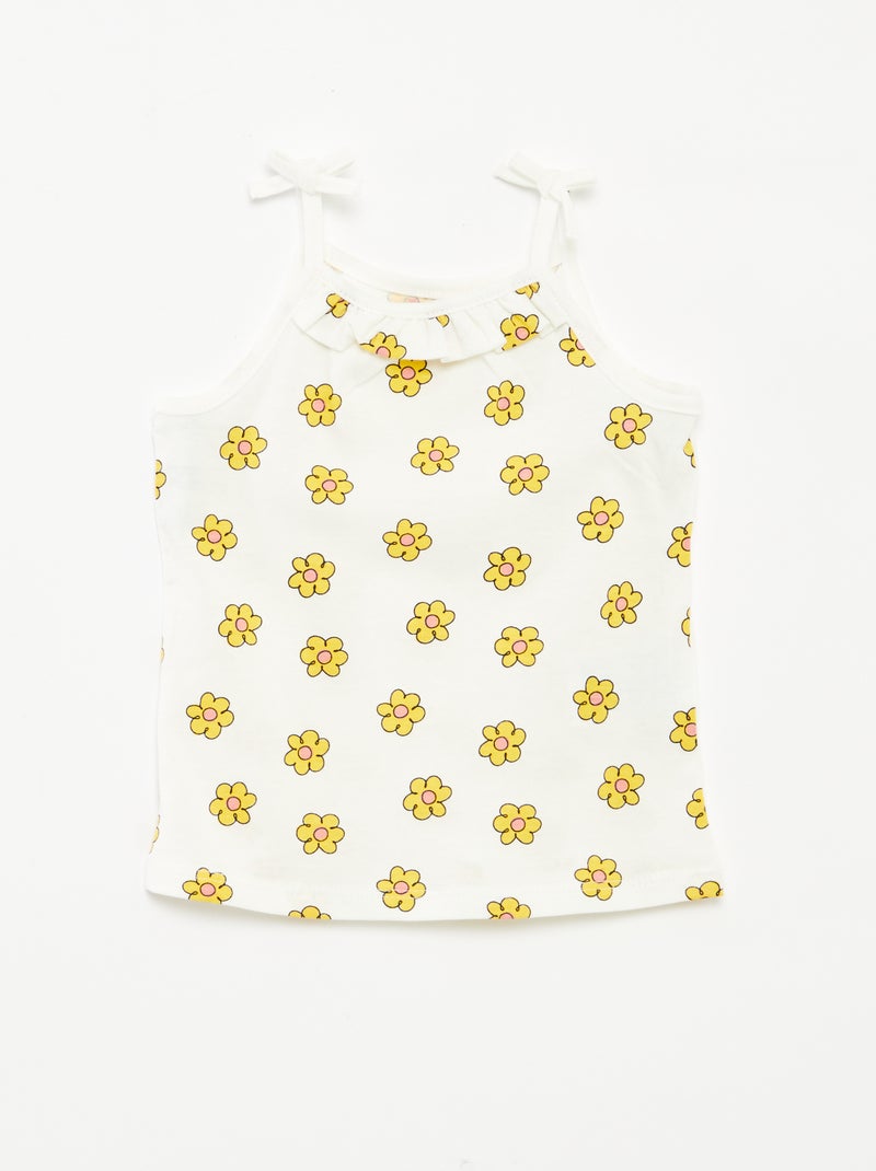Lote de 2 tops de alças finas com laços AMARELO - Kiabi