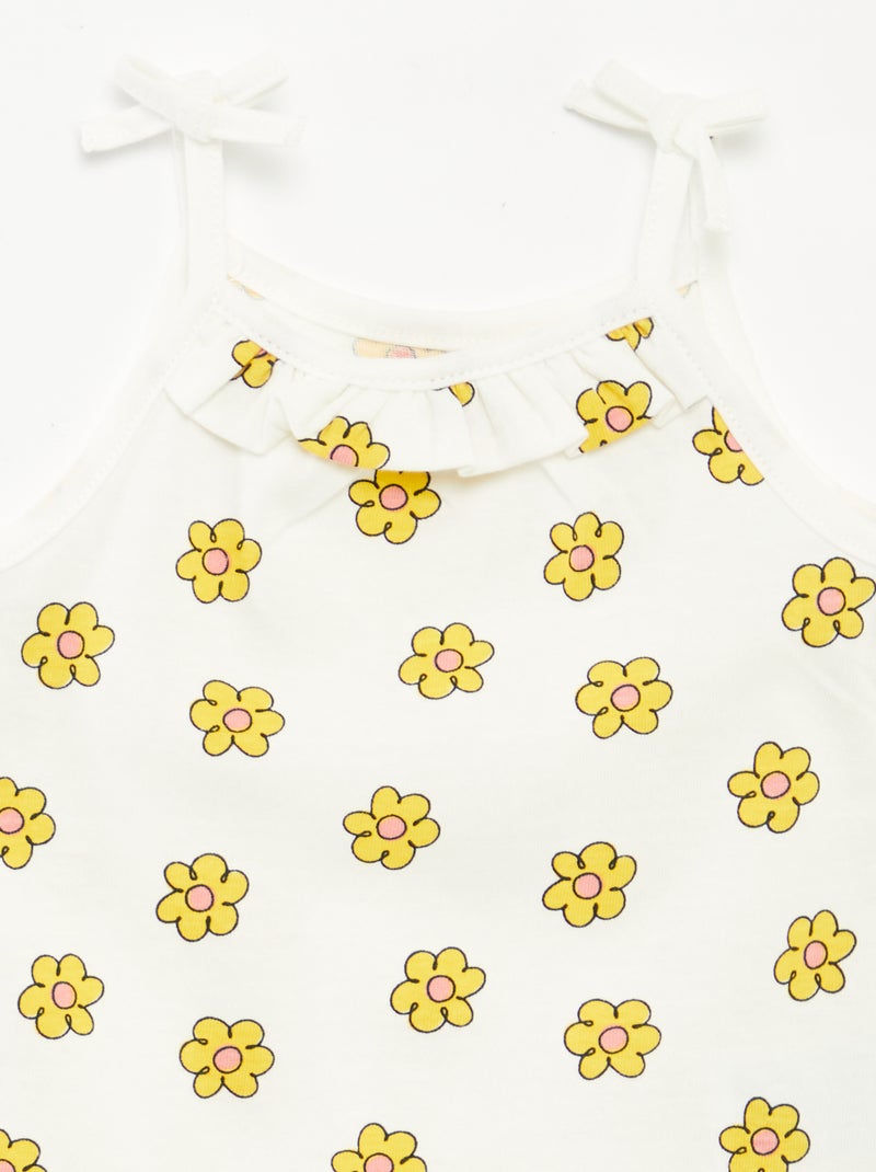 Lote de 2 tops de alças finas com laços AMARELO - Kiabi