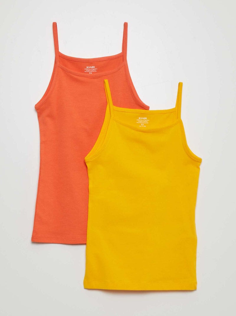 Lote de 2 tops de alças lisos AMARELO - Kiabi