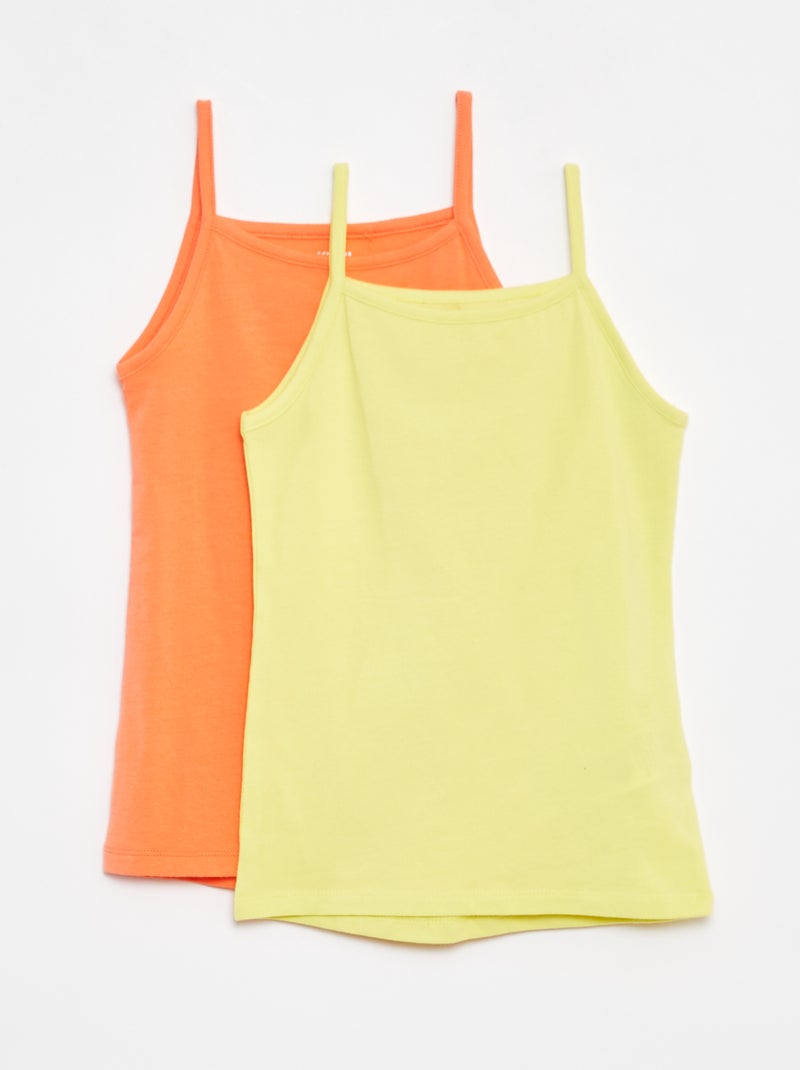 Lote de 2 tops em algodão elástico Amarelo - Kiabi