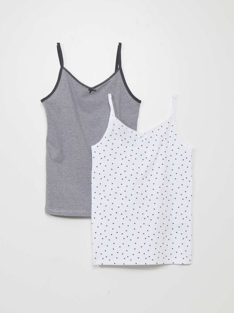 Lote de 2 tops em algodão elástico BRANCO - Kiabi