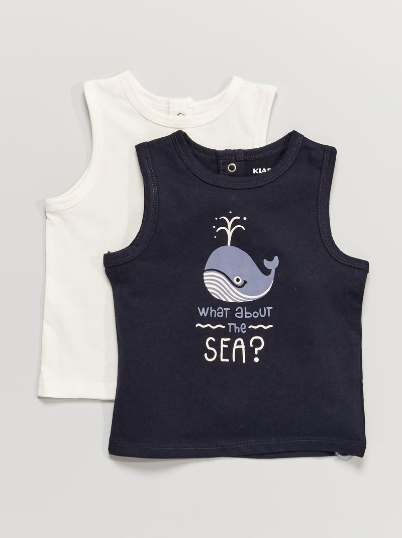 Lote de 2 tops em jersey AZUL - Kiabi
