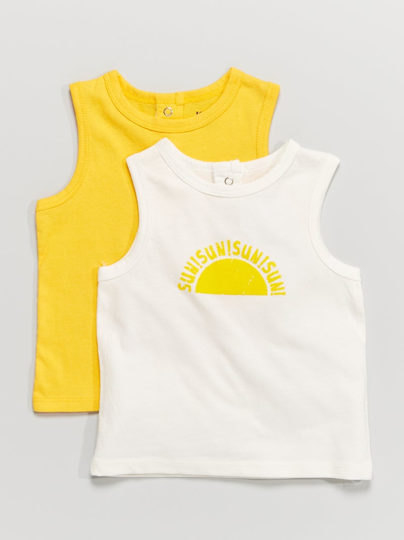 Lote de 2 tops em jersey BRANCO - Kiabi