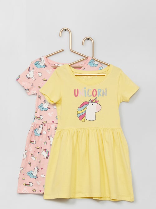 Lote de 2 vestidos com estampado 'unicórnio' - Kiabi