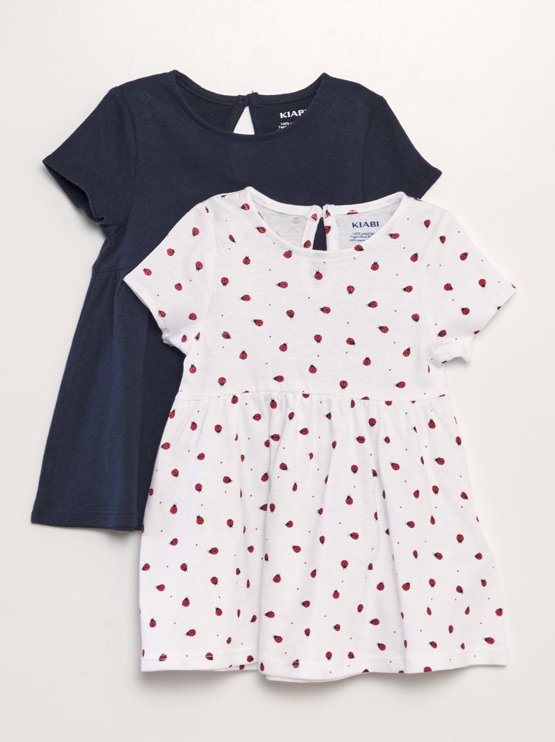Lote de 2 vestidos com folhos BRANCO - Kiabi