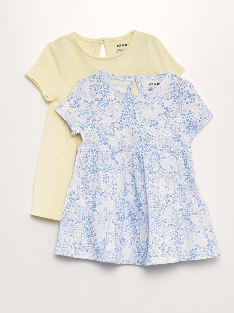 Lote de 2 vestidos com folhos BRANCO - Kiabi