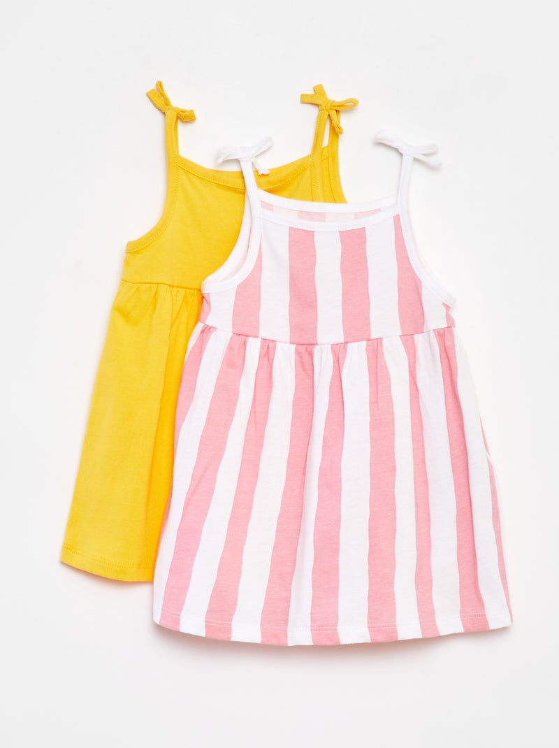 Lote de 2 vestidos leves com alças finas - 2 peças AMARELO - Kiabi
