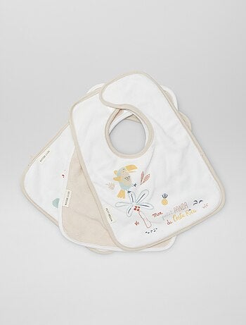 Lote de 3 babetes com tira de velcro