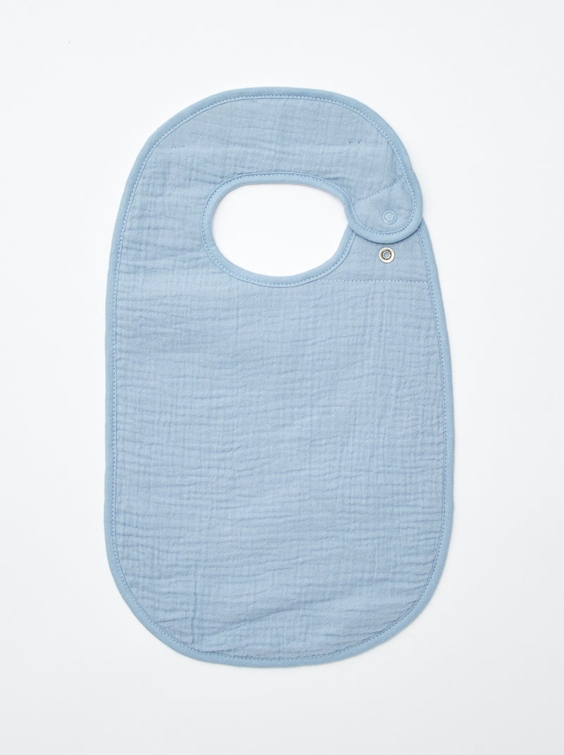 Lote de 3 babetes em gaze de algodão com forro em felpa AZUL - Kiabi