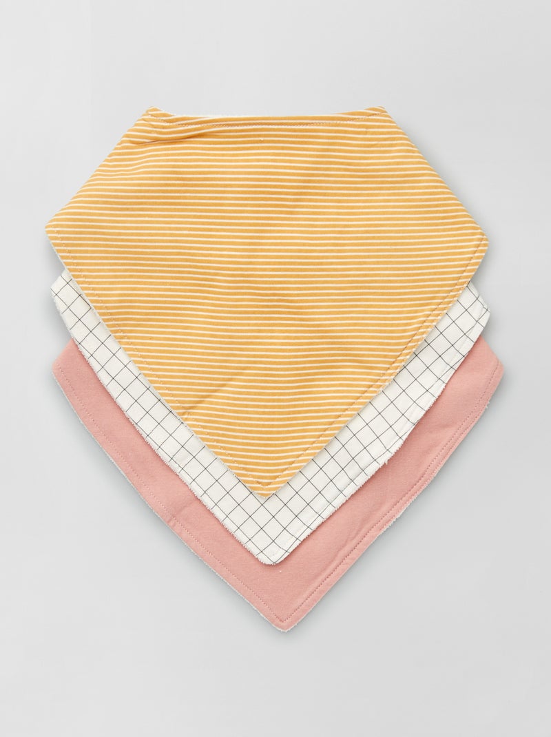 Lote de 3 babetes tipo bandana AMARELO - Kiabi