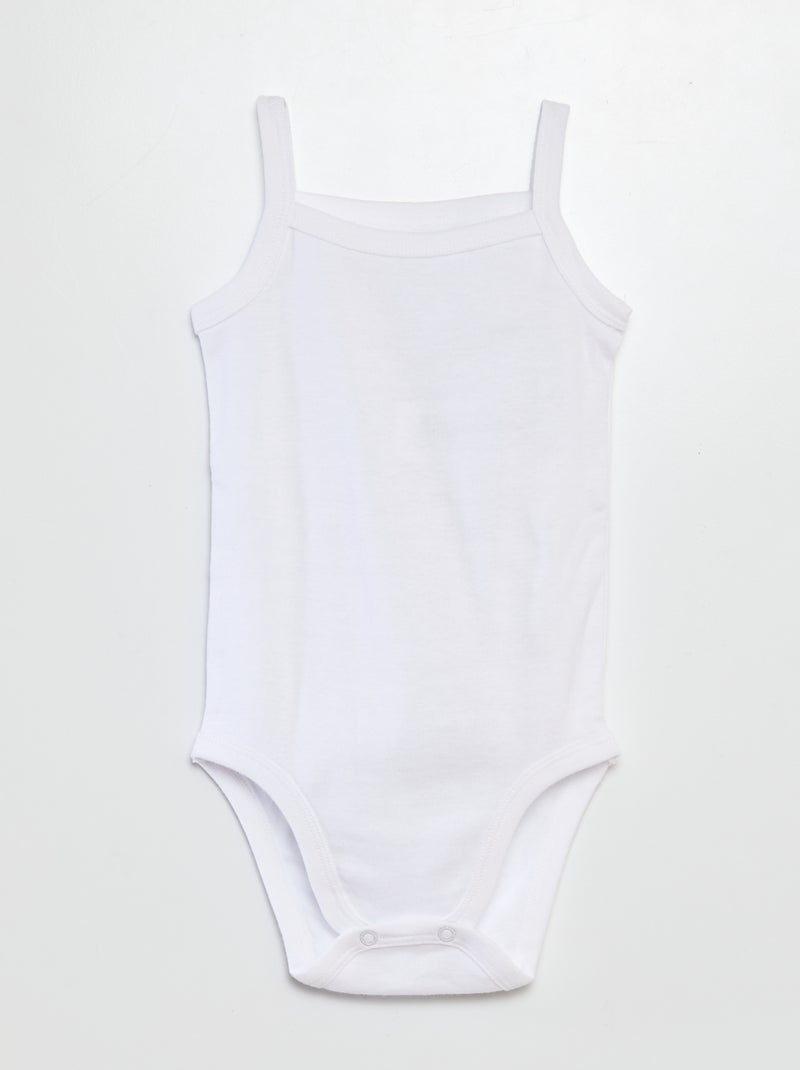 Lote de 3 babygros brancos de alças finas BRANCO - Kiabi