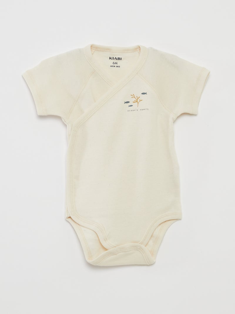 Lote de 3 babygros com gola cruzada AZUL - Kiabi