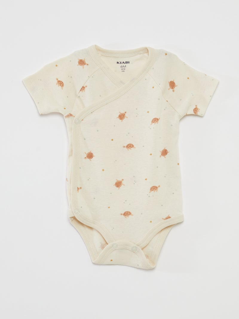 Lote de 3 babygros com gola cruzada BRANCO - Kiabi