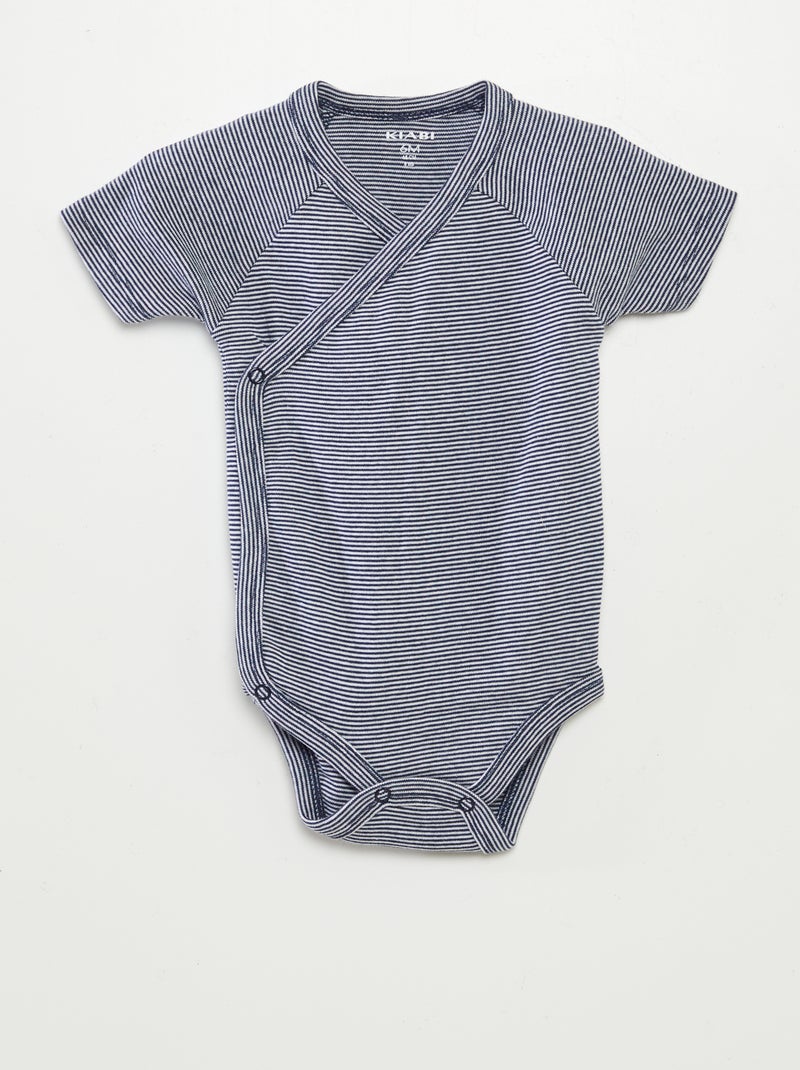 Lote de 3 babygros com gola cruzada CINZA - Kiabi