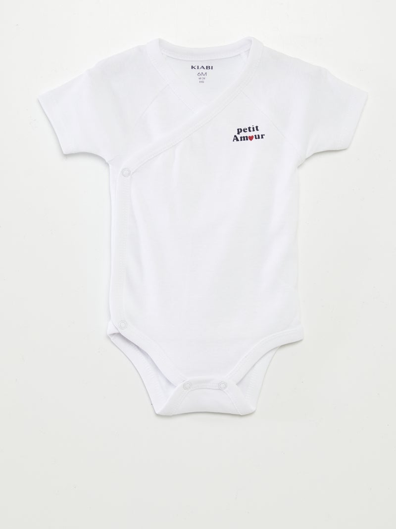 Lote de 3 babygros com gola cruzada CINZA - Kiabi