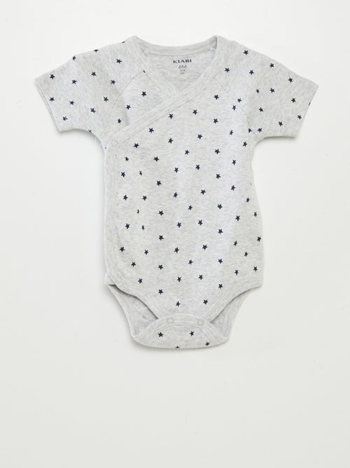 Lote de 3 babygros com gola cruzada - Kiabi