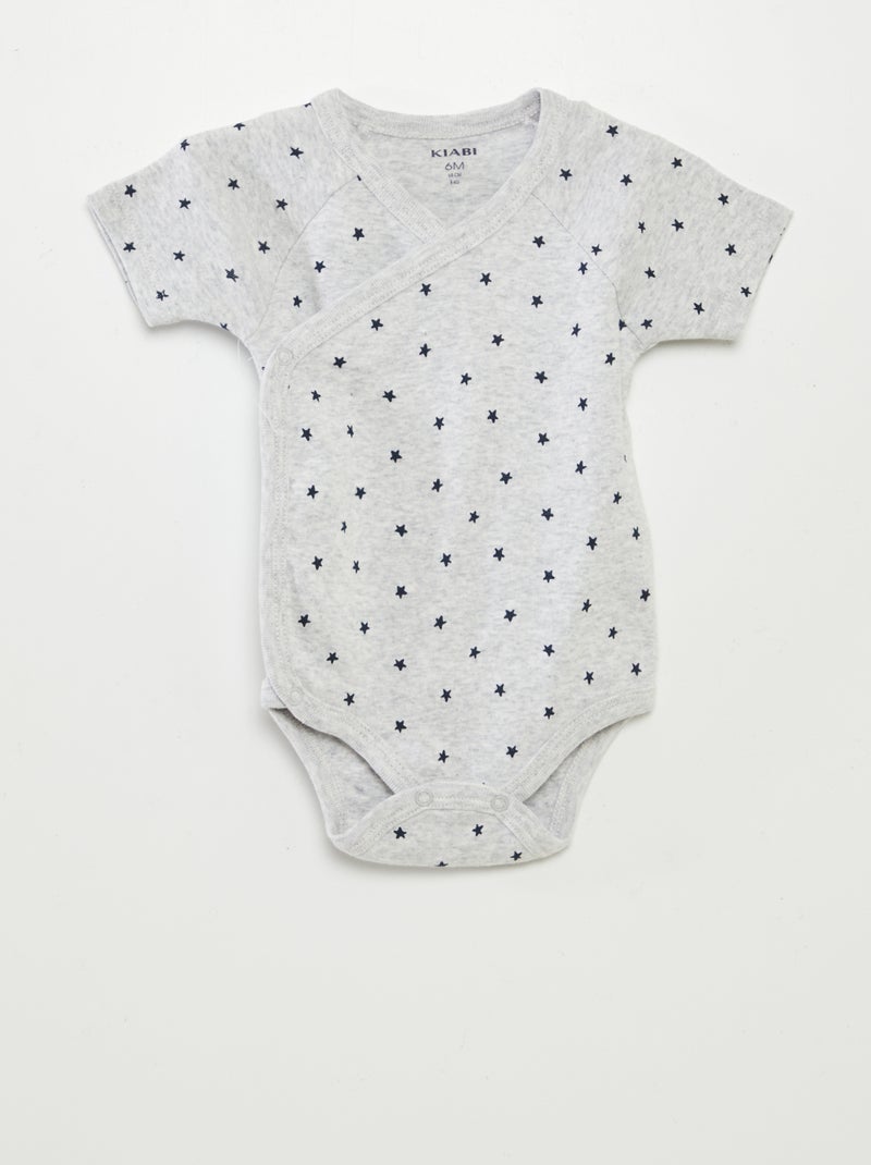 Lote de 3 babygros com gola cruzada CINZA - Kiabi