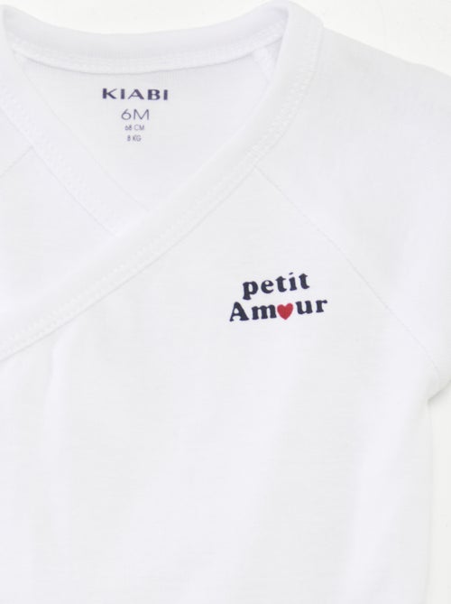 Lote de 3 babygros com gola cruzada - Kiabi