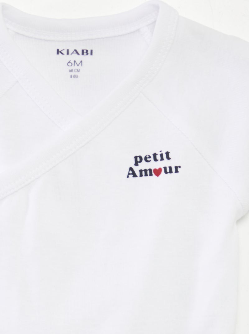 Lote de 3 babygros com gola cruzada CINZA - Kiabi