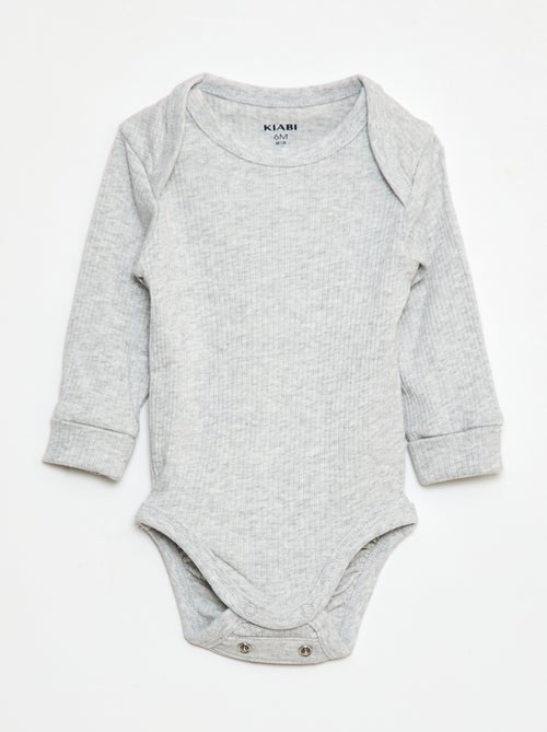 Lote de 3 babygros com gola US e manga comprida - Kiabi