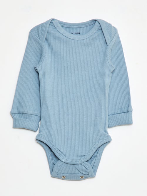 Lote de 3 babygros com gola US e manga comprida - Kiabi