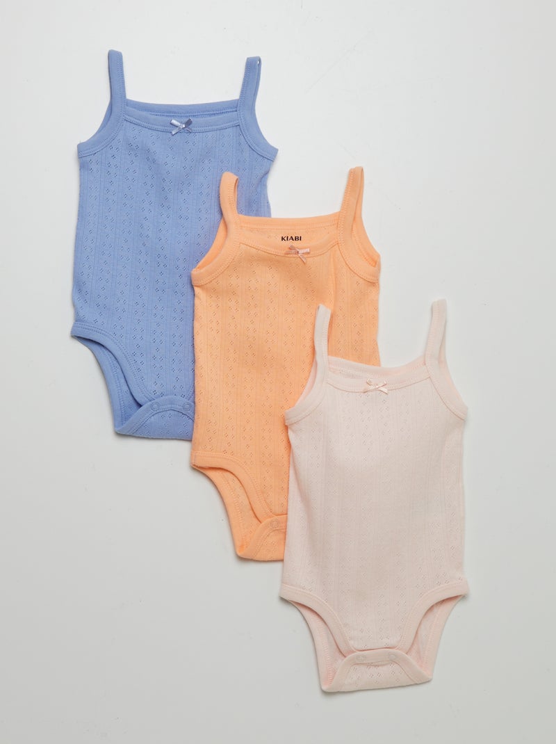 Lote de 3 bodies com alças AZUL - Kiabi