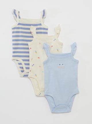 Lote de 3 bodies com alças com folhos