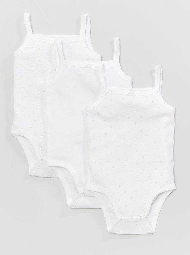 Lote de 3 bodies com alças finas BRANCO - Kiabi