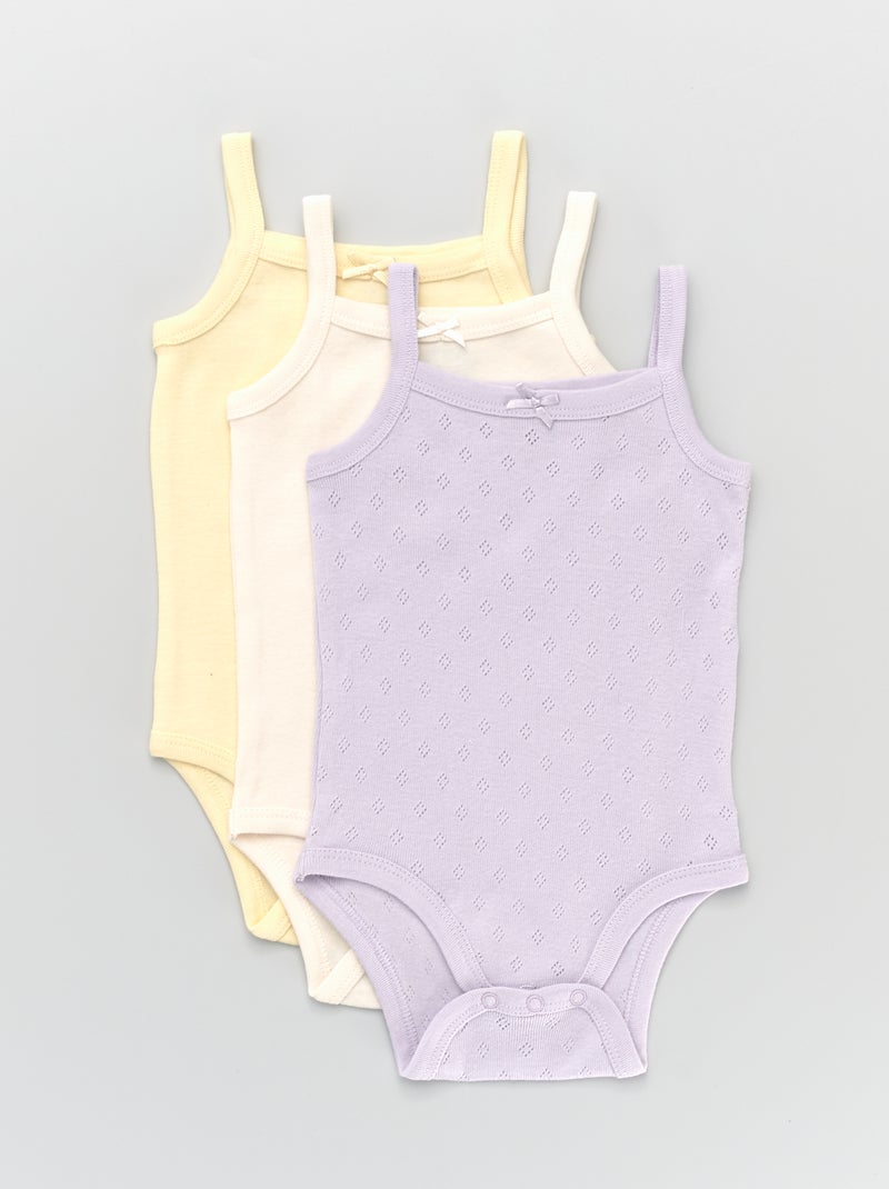 Lote de 3 bodies com alças finas VIOLETA - Kiabi
