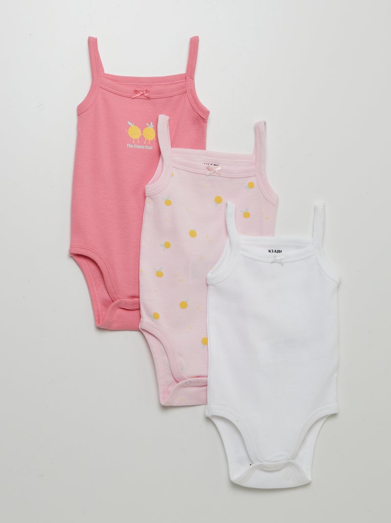 Lote de 3 bodies com alças ROSA - Kiabi
