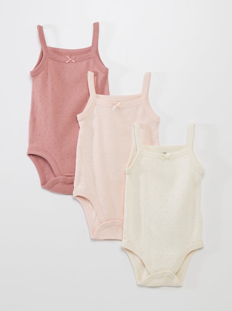 Lote de 3 bodies com alças ROSA - Kiabi