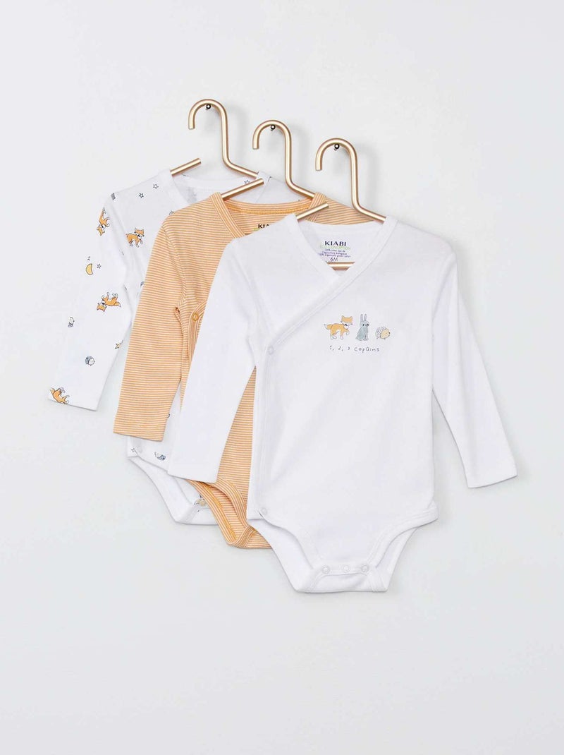Lote de 3 bodies cruzados amarelo - Kiabi