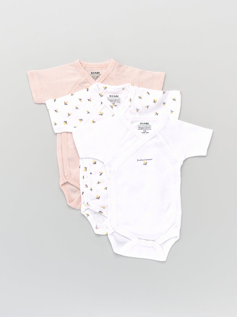 Lote de 3 bodies cruzados BRANCO - Kiabi