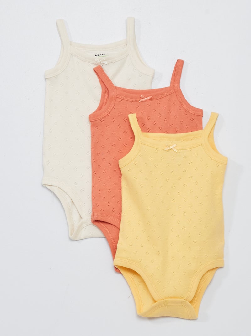 Lote de 3 bodies de alças finas AMARELO - Kiabi